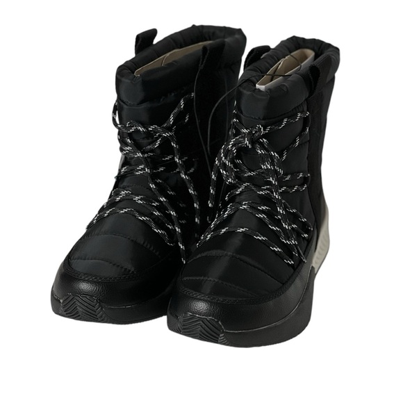 Time and Tru Women's Size 7 Winter Boots black white Puffy Drawstring New - Picture 9 of 11